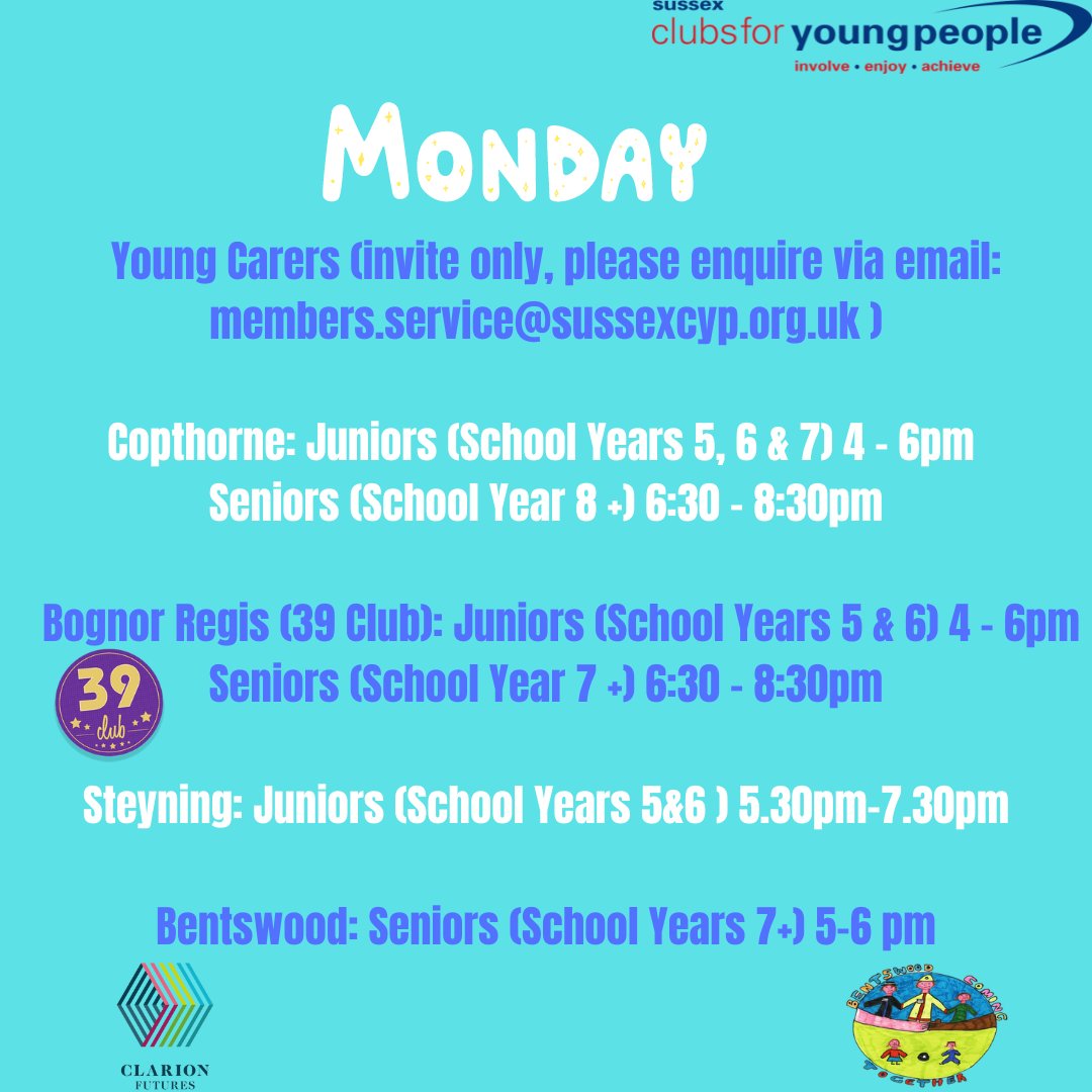 We’re back to our usual sessions! 😎
Join us today for Junior and Senior Sessions☀️
#youthwork #support #youngpeople #youthclubs #youngcarers  #sussexcyp #39clubbognor #WestSussex #Bognorregis #Steyning #HorshamDistrict #HorshamDistrictCouncil #bcphh