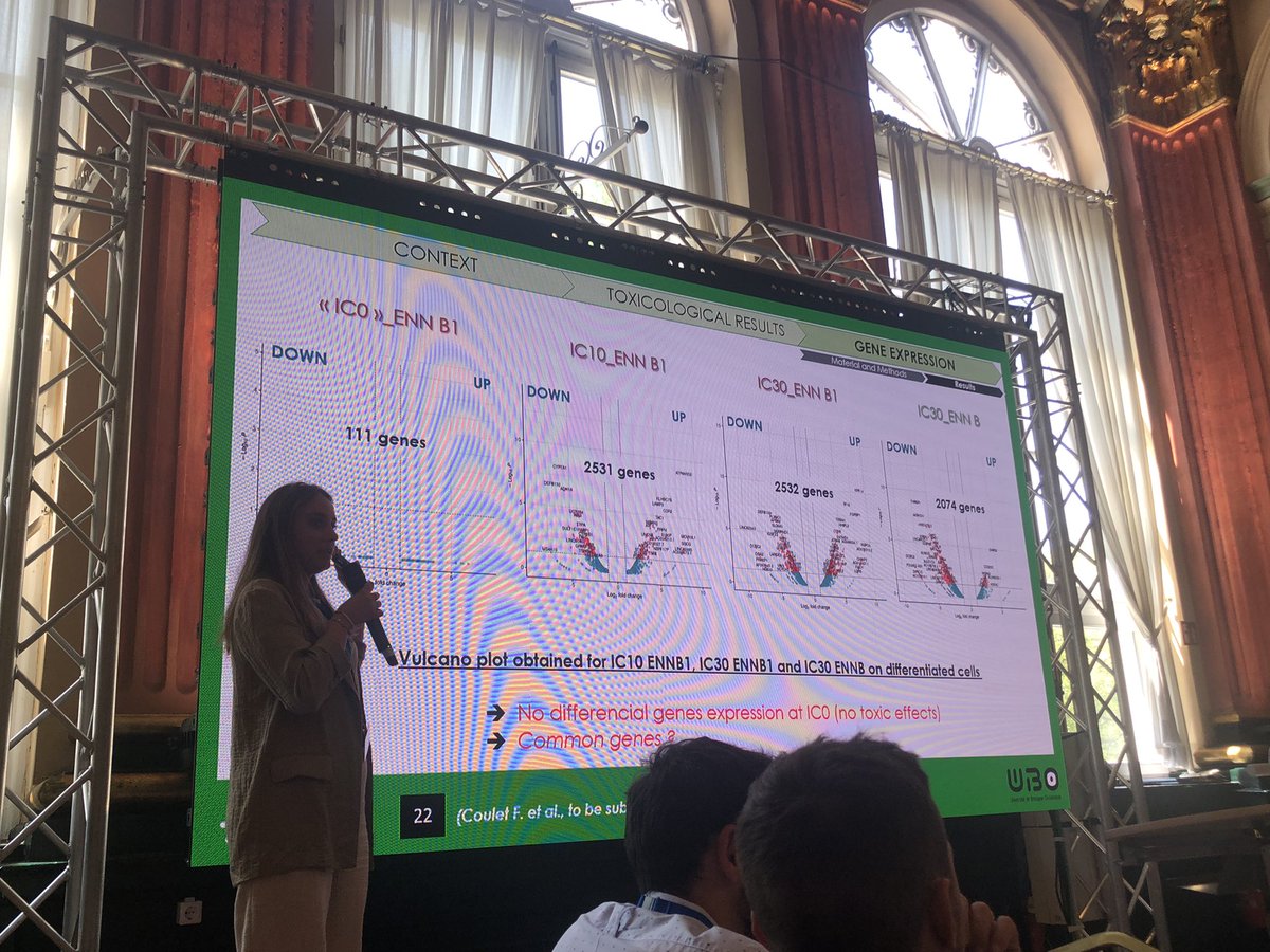 France Coulet giving a talk about enniatins and beauvericin toxicity on innovative in vitro 3D human liver cell models and how these mycotoxins impact gene expression - 44th mycotoxin workshop 🇩🇪 
#mycotoxins #lubem #fusarium #food_safety <a href="/ESIABatlantique/">ESIAB</a> <a href="/UBO_UnivBrest/">UBO - Univ. Brest</a>