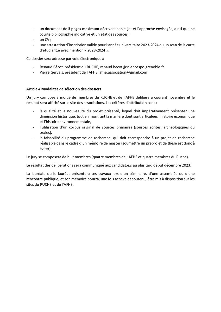 [Appel] Pour la 4e année, le RUCHE s'associe à <a href="/histeco/">AFHE</a> pour encourager une recherche de master croisant histoire économique et histoire environnementale. #envhist
Une réunion d'info se tiendra le 3 juillet.
Candidatures avant le 21 octobre!
Plus d'infos : leruche.hypotheses.org/6709