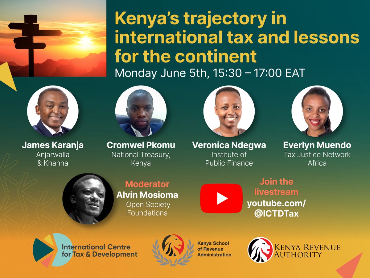 International Centre for Tax and Development (@ictdtax) on Twitter photo 📢 Join us this afternoon as we discuss #Kenya's successes and challenges in international taxation, and what other countries can learn from its experience, moderated by <a href="/alvinmosioma/">ALVIN MOSIOMA</a> of <a href="/OpenSociety/">Open Society Foundations</a>. 🇰🇪🌍
📺Tune in to the livestream here youtube.com/watch?v=-Q7Pvl… 📢 Join us this afternoon as we discuss #Kenya's successes and challenges in international taxation, and what other countries can learn from its experience, moderated by <a href="/alvinmosioma/">ALVIN MOSIOMA</a> of <a href="/OpenSociety/">Open Society Foundations</a>. 🇰🇪🌍
📺Tune in to the livestream here youtube.com/watch?v=-Q7Pvl…