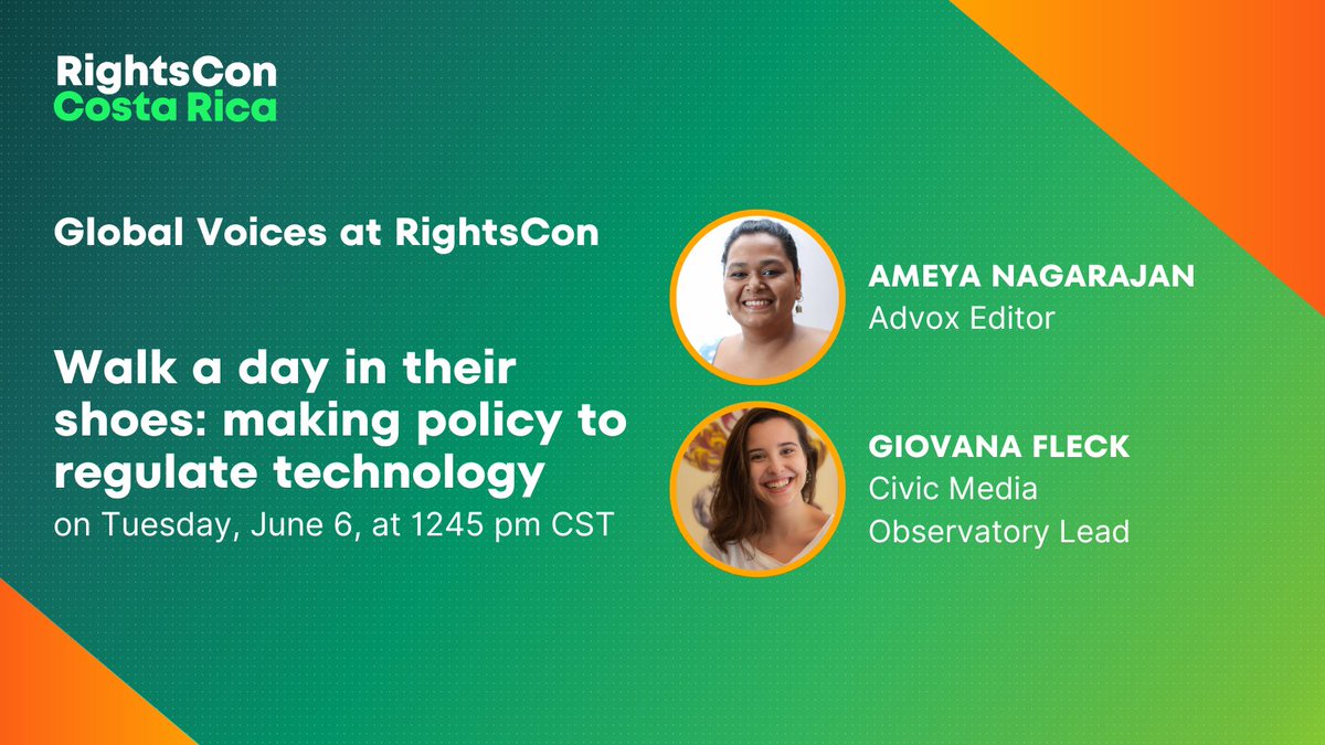 If attending <a href="/rightscon/">RightsCon</a> this week, don't miss our panels. On Jun. 6, 1245pm CST, <a href="/ameyann/">Ameya Nagarajan (she/her)</a> <a href="/fleckgiovana/">Gi</a> will host a workshop exploring how to balance the use and abuse of technology with legislation and advocacy.
#RightsCon