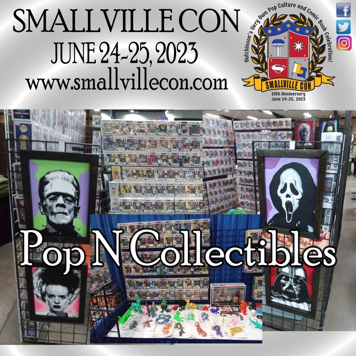 Pop N Collectibles will be set up at the #SmallvilleCon, Setting up with a wide variety of Pop figures, 3d printed items and hand made paintings stop by to check out his booth!  #funkopop #creator #3dprints