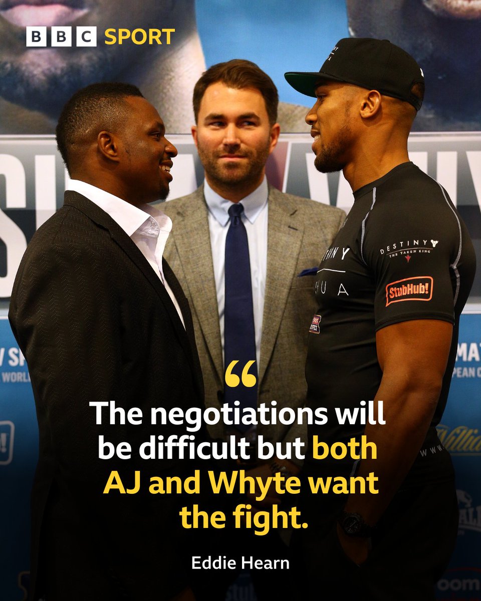 Eddie Hearn says he has made an offer to Dillian Whyte for a rematch with Anthony Joshua this summer.

#BBCBoxing