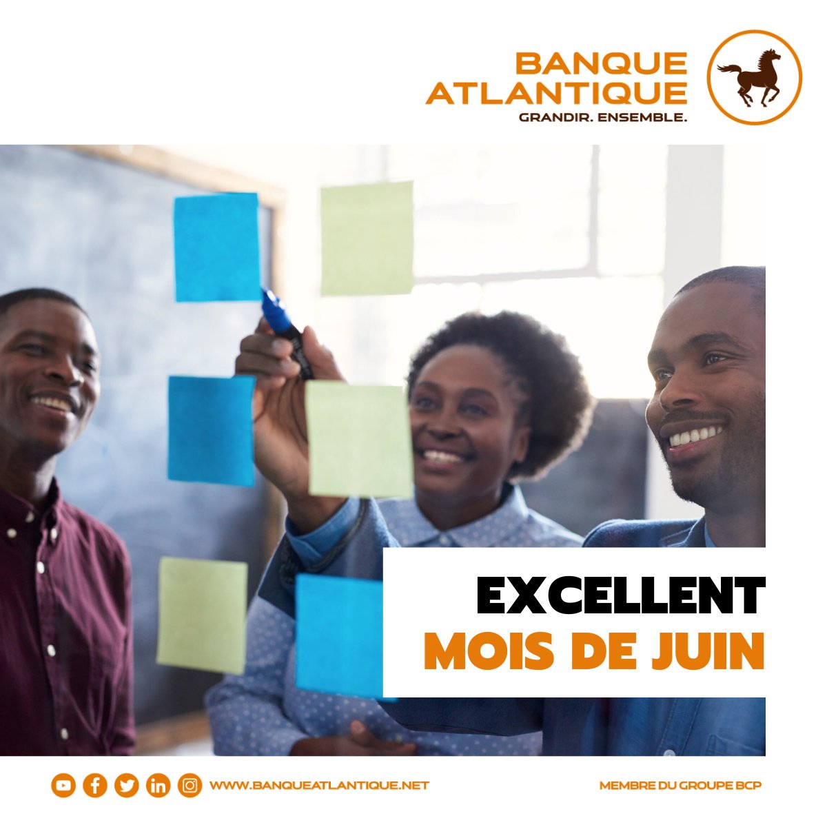 [𝗕𝗢𝗡 𝗠𝗢𝗜𝗦 𝗗𝗘 𝗝𝗨𝗜𝗡]
"Le succès est la somme de petits efforts, répétés jour après jour." - Robert Collier.

💪😊 Restez positif et motivé pour atteindre vos objectifs !

#NouveauMois
#BanqueAtlantiqueGroupe
#GrandirEnsemble