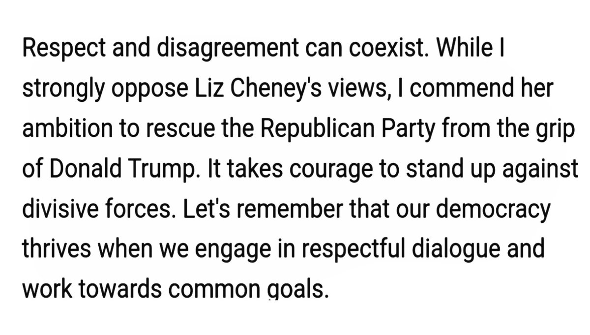 #RespectfulDisagreement #Bipartisanship #LizChaney