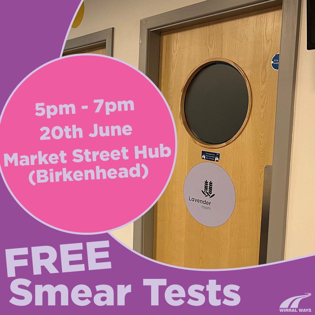 WirralWays_CGL's tweet photo. We will be offering #SmearTests on Tuesday 20th June at our Market Street Hub. If any of our Service Users are interested in receiving a Smar Test here, please speak to your keyworker to have your eligibility checked and to get booked on. https://t.co/85WBB4lyBT