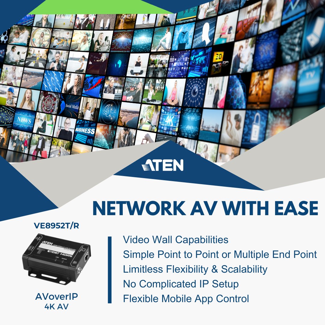 Aten_UK's tweet image. Limitlessly Flexible Networked AV

Upgrade your Video Walls
Simplify your Point to Point or Multiple End Point networked AV
Intuitive Mobile App Control

ATEN UK: aten.com/gb/en

#ATEN #ATENUK #NetworkedAV VideoWall #IPSetup #AVoverIP
