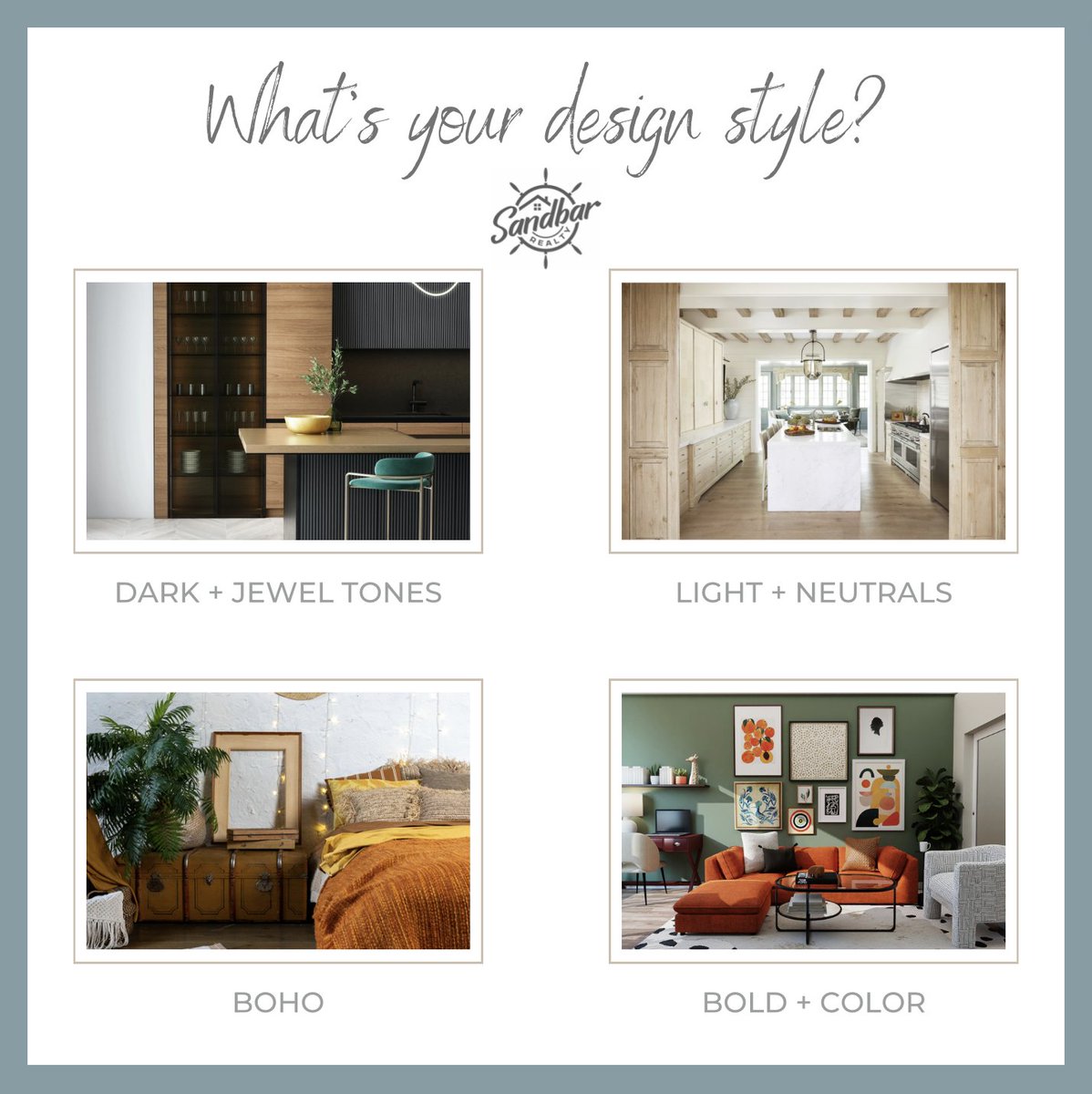 KiraSikesReal's tweet image. What’s your favorite #designstyle?🛋️ Tweet us and let us know! #jaxfl #jacksonville #floridaliving #homesweethome #homedesign