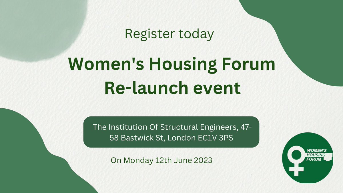 Only a week to go to the WHF re-launch event! 

🗓️Monday 12 June at 9.30 am 
Register surveymonkey.co.uk/r/ZP2DF76

Join us to explore the practical steps social housing providers and policymakers can take to help better meet women's needs. 

#Housing #SocialHousing #WomensHousing