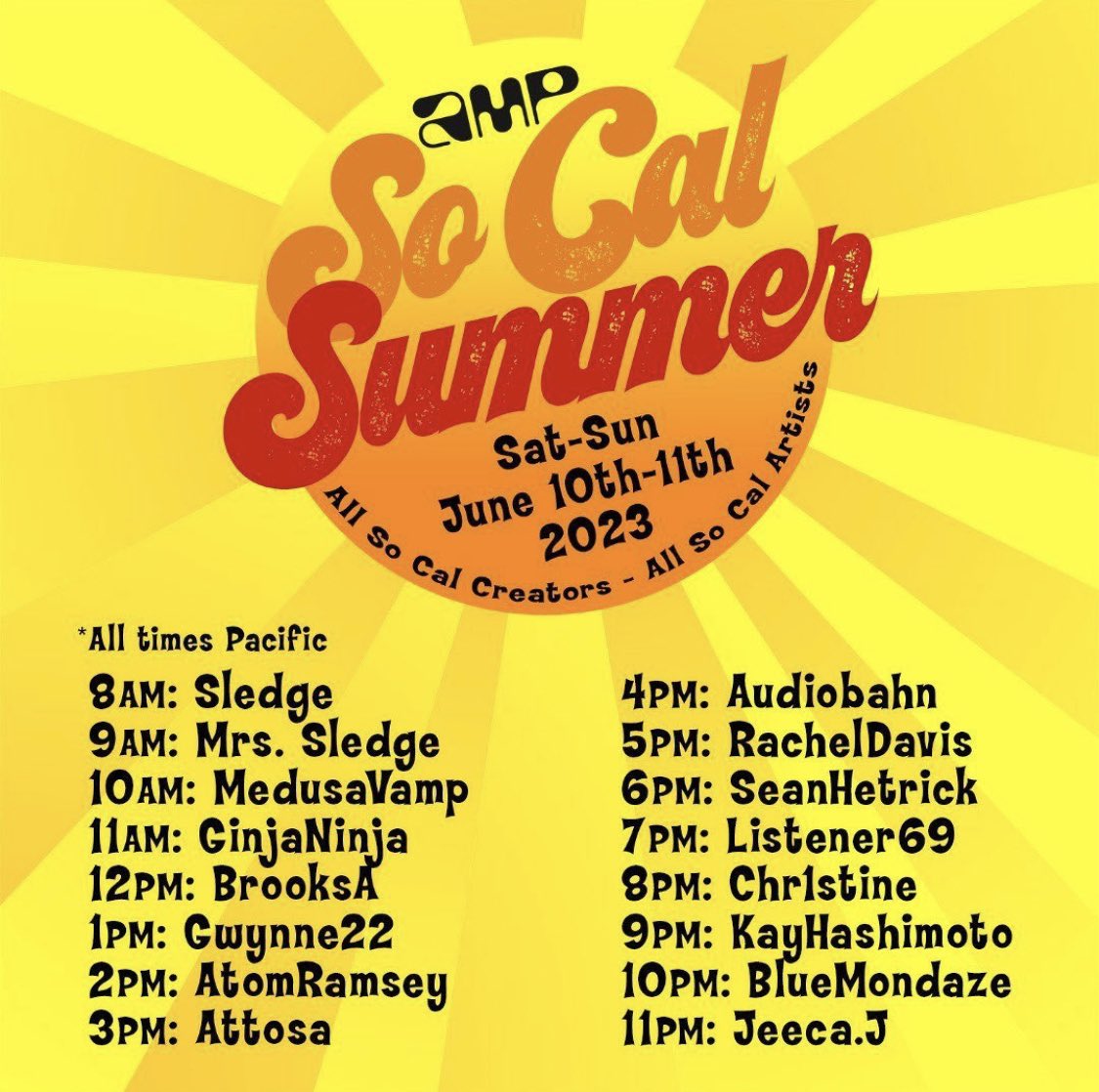SoCal Summer #onamp June 10th-11th #liveonamp @onamp #SoCal #socalmusic