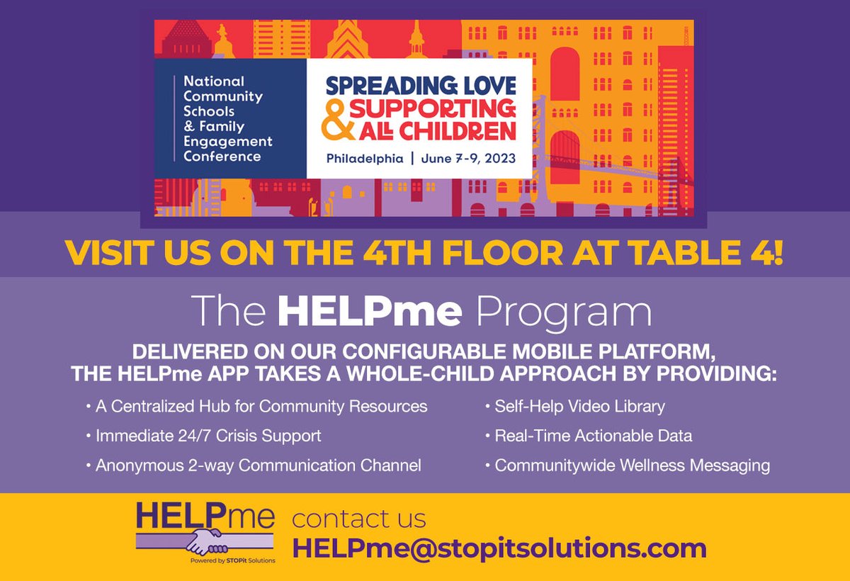 The Team is ready for #CSxFE23 in Philadelphia! Please stop by our booth to learn more about HELPme for Community Schools.