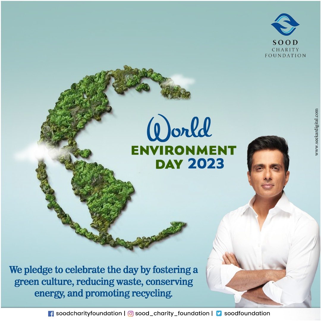 Respecting the environment we live in, let us unite to give it back as much as we take from it. 

#WorldEnvironmentDay2023
#SoodCharityFoundation
#SaveTheEarth