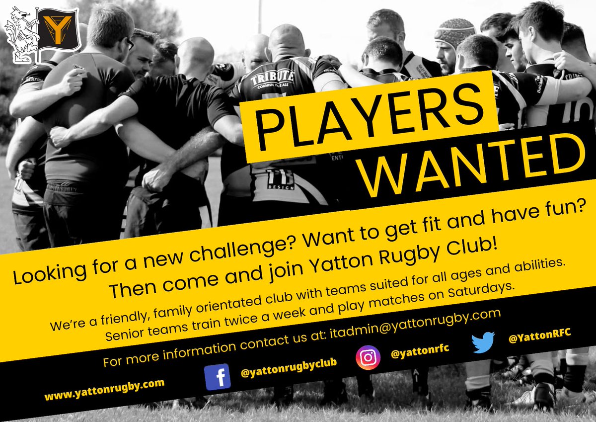 YattonRFC's tweet photo. Whether you've played before and dusting the old boots off or never stepped foot on a rugby pitch before, everyone is welcome to join us! #rugby #northsomerset #yatton https://t.co/06culcsjNy