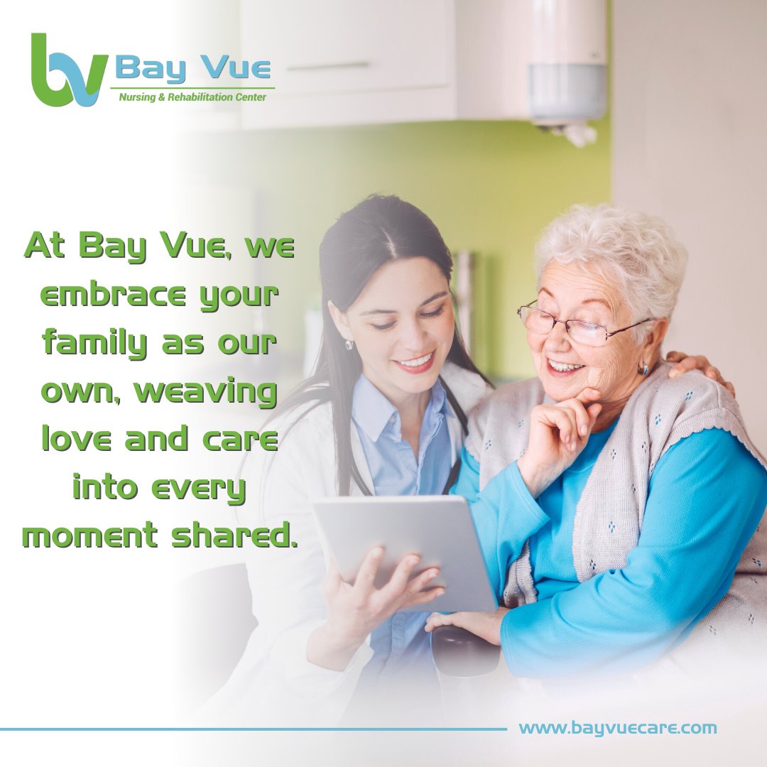 ✨ At Bay Vue, we embrace each of our residents as family, cherishing every moment and creating lasting memories together. 🤗💙

#BayVue #RoyalMeridian #ManateeRiver #Health #Elderly #Senior #QualityCare #Care #Rehab #HealthyAging #Inpatient #Recovery #NursingCare #Comfort