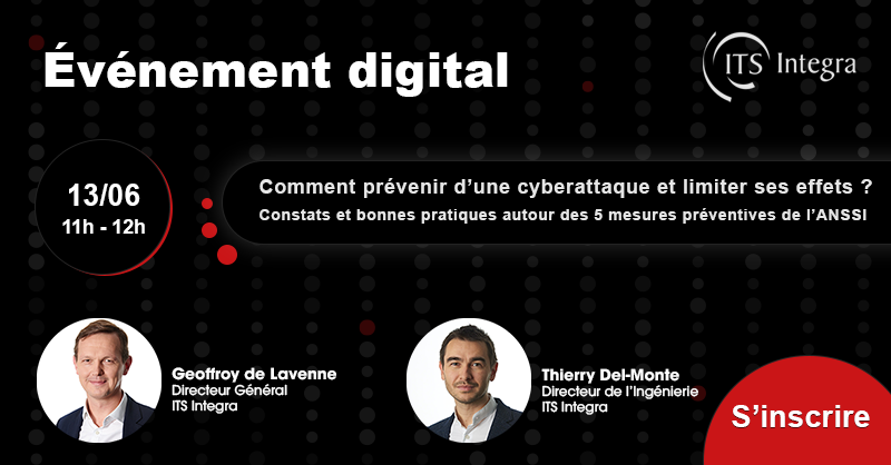 ITSIntegra's tweet photo. [CYBERSECURITE LIVE] Rendez-vous le 13 juin de 11h à 12h sur notre chaine YouTube pour un événement digital sur la cybersécurité.

🔎 Comment prévenir d’une cyberattaque et limiter ses effets ?

Constats et bonnes pratiques autour des 5 mesures préventives de l’ANSSI

Infos 👇