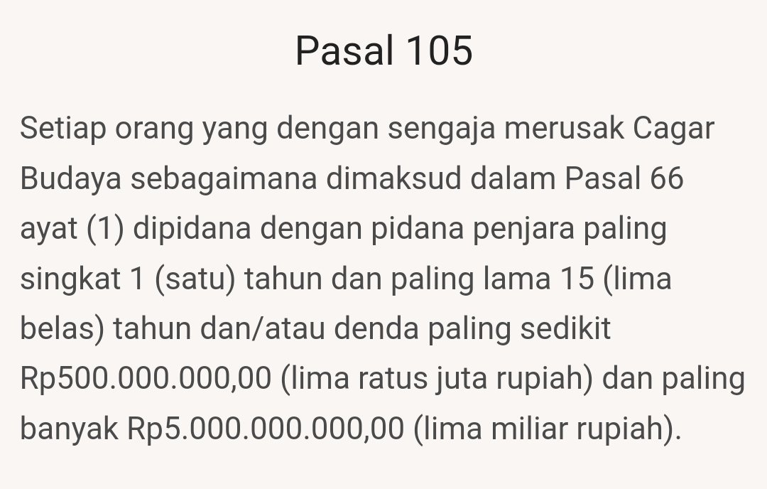Undang Undang Republik Indonesia nomer 11 tahun 2010 tentang Cagar Budaya.