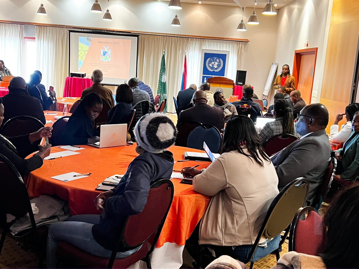 UNDPNamibia's tweet photo. 📢Currently Happening!

@MinistryofEnvi2, in collabo w/ @UNDP , is conducting a stakeholder training &amp; validation workshop from 5-9 June on #CarbonMarket Framework for 🇳🇦’s participation in international carbon market trading scheme.

Stay tuned for updates! 🌿 #PartnersAtCore https://t.co/HuADY6IK0W