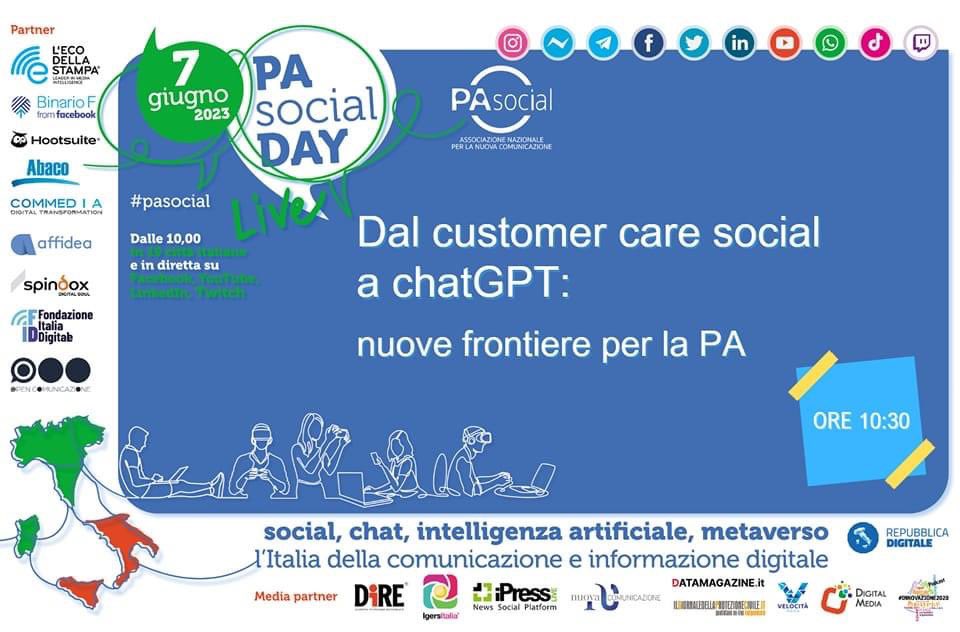 Christian Tosolin (@tosochris) on Twitter photo Mercoledì 7 giugno, durante il PA Social Day da <a href="/AreaSciencePark/">Area Science Park</a> di #Trieste, parleremo ChatGPT e come utilizzarla al meglio nella PA
Diretta dalle 10 alle 17 sui canali social di #pasocial Mercoledì 7 giugno, durante il PA Social Day da <a href="/AreaSciencePark/">Area Science Park</a> di #Trieste, parleremo ChatGPT e come utilizzarla al meglio nella PA
Diretta dalle 10 alle 17 sui canali social di #pasocial