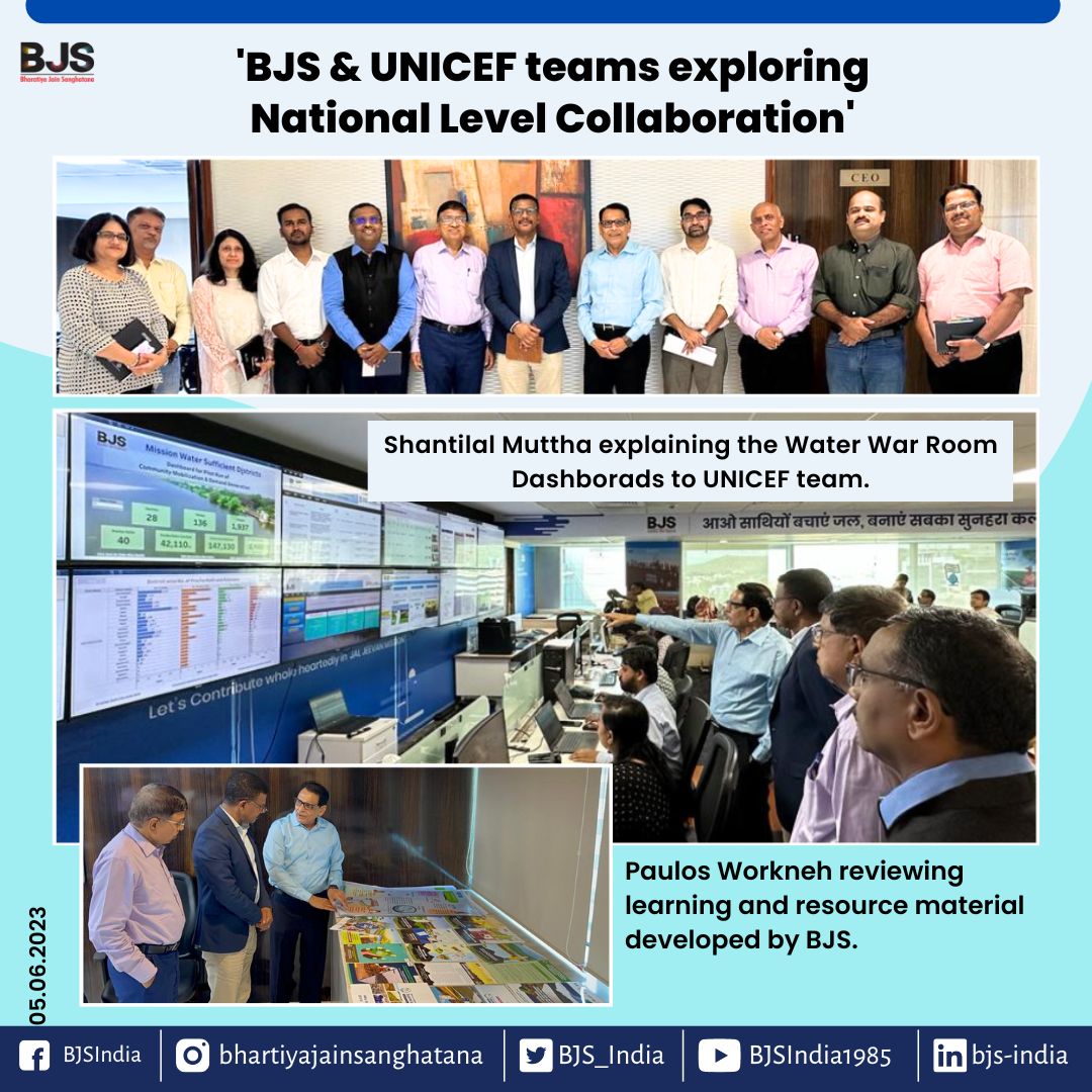 #UNICEFIndia team led by Paulos Workneh, Chief – #WASH &amp; Environment visited #BJS Head Office on 2nd June'23.

<a href="/BalajiVharkat/">Balaji Vharkat बालाजी व्हरकट</a> 
<a href="/UNICEFIndia/">UNICEF India</a> 

#WASH #UNICEF #UNICEFteam #water #savewater #WaterConservation #mulyavardhan #valuebasededucation #NGO #iNGO #BharatiyaJainSanghatana