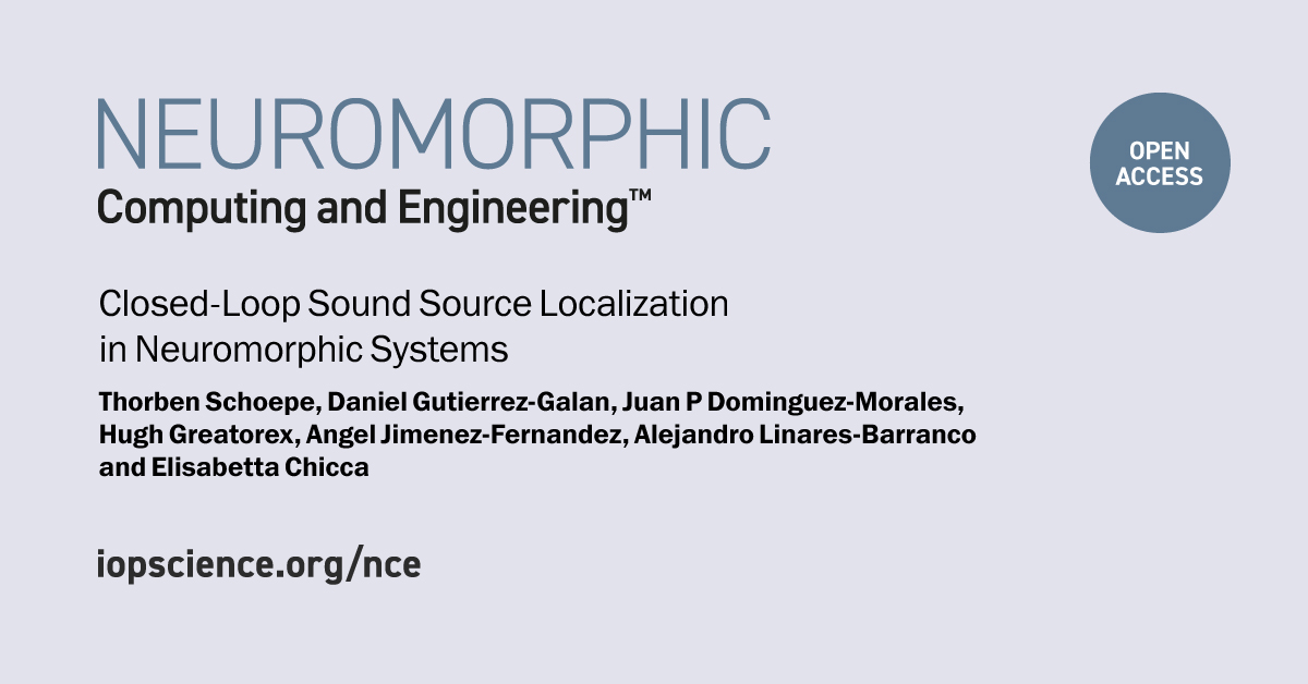 Part of ow.ly/aoPU50OFf2n, authors from @ZernikeInst @cognigron <a href="/SCORELabUS/">SCORE Lab</a> propose the first neuromorphic closed-loop robotic system that uses the interaural time difference for sound source localization in real time in
iopscience.iop.org/article/10.108…