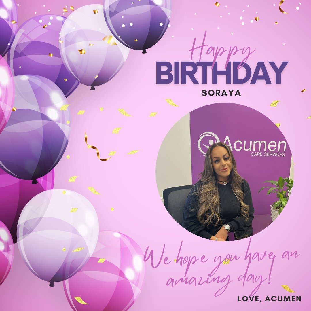 acumen_care1's tweet photo. Happy Birthday to our incredible HR manager, Soraya! We hope you have a lovely day! https://t.co/t2VzL2iKdW