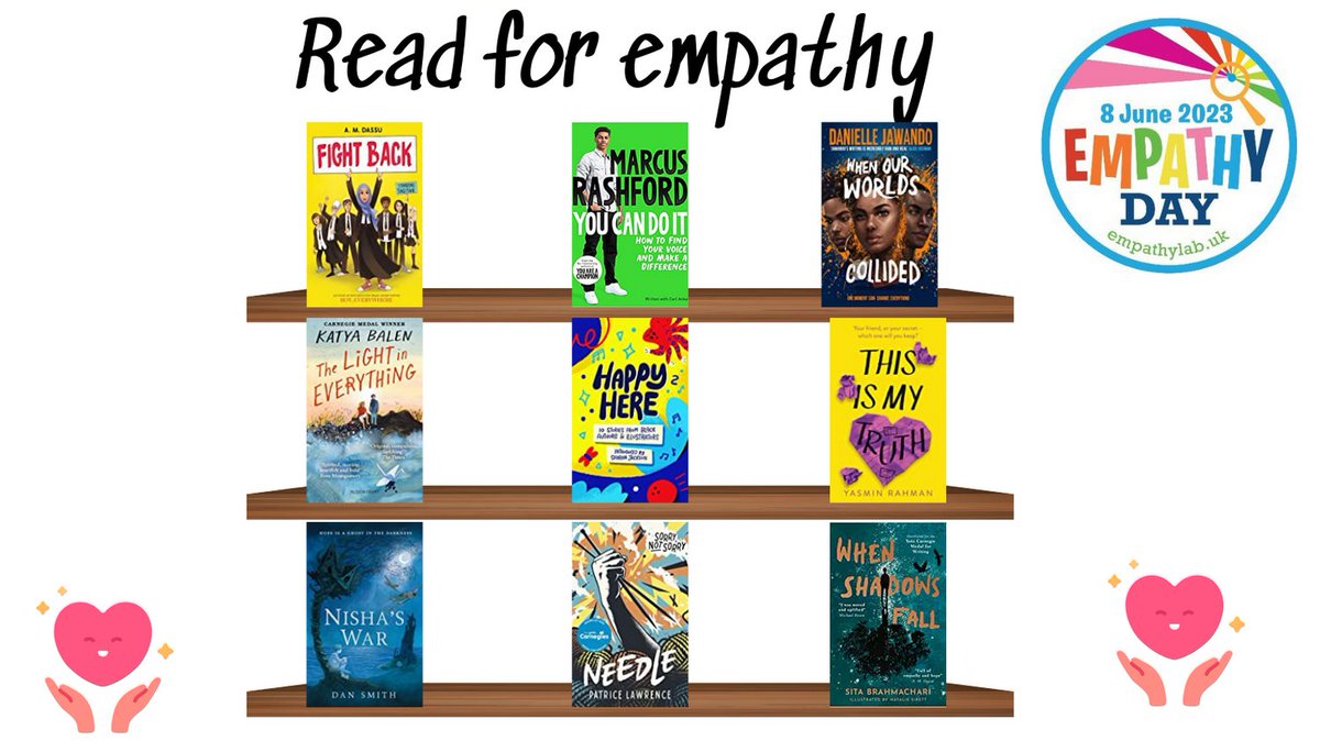 Here are some of our empathy reads available to borrow ready for Empathy Day on 8th June, including @a_reflective, @MarcusRashford, @DanielleJawando, @katyabalen, @YasminewithanE, @DanSmithAuthor, @LawrencePatrice, and @SitaBrahmachari.