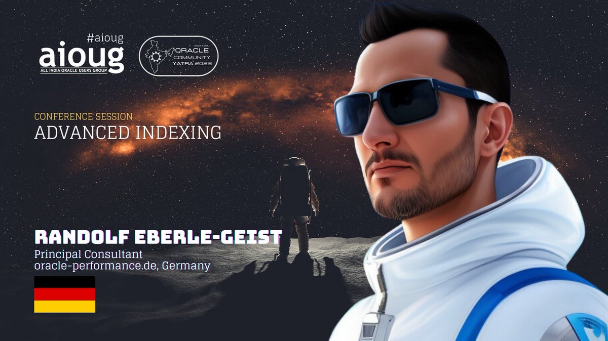 We're excited to welcome our #OCYatra2023 Keyspeaker Randolf Eberle-Geist. He will share insights into 'Advanced Indexing' bit.ly/3BSrpfD. Register Now aioug.org/ocyatra @oracleugs @oracleace @OracleDevs @oracledevcomm @OracleDatabase @OracleCloud @Oracle_India