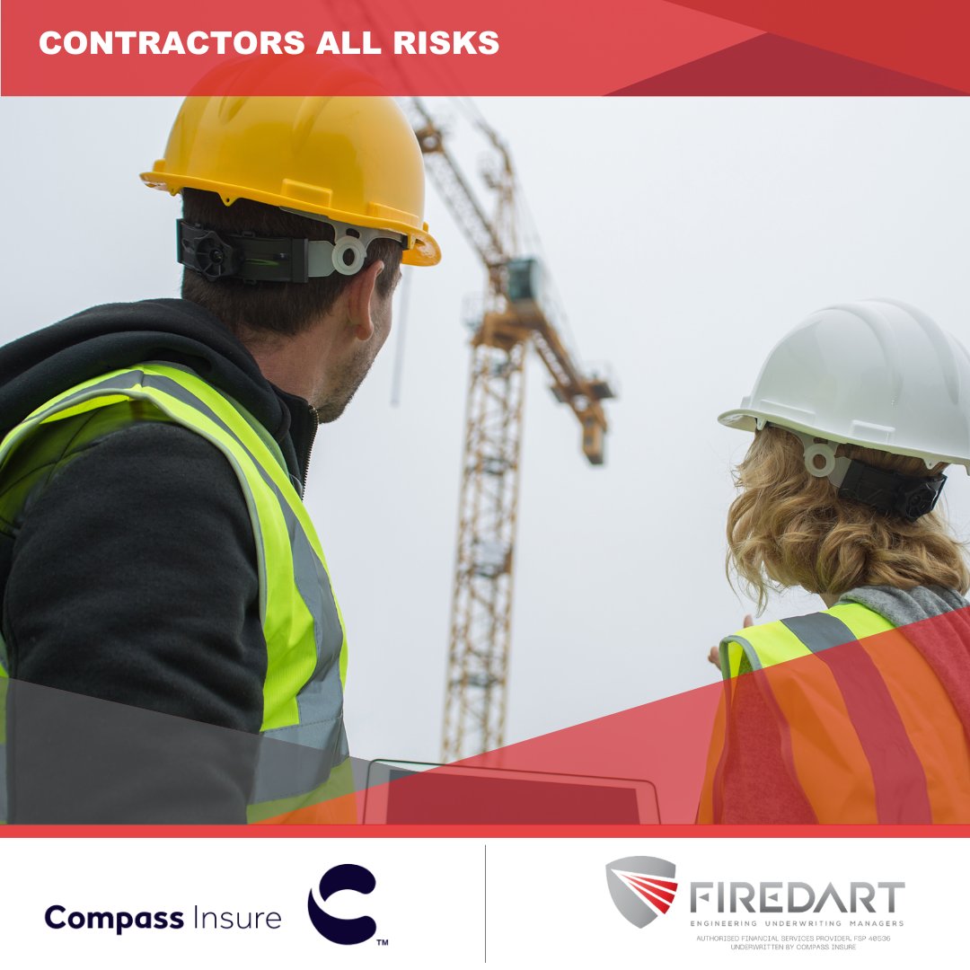 Comprehensive Contractors All Risks Insurance protects construction projects from damage and injury claims. 

Contact us at (011) 833 1400 or info@firedart.co.za. Visit firedart.co.za. 

FSP 40536, underwritten by Compass Insure. 

#ContractorsAllRiskInsurance