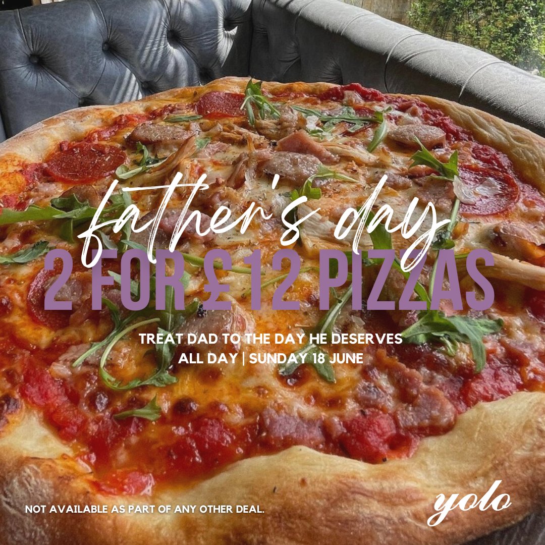 Treat Dad to the day he deserves this Father's Day 💙🍕

2 for £12 pizza - how about a slice of that?!

Grab your deal, available all day on Sunday 18 June.