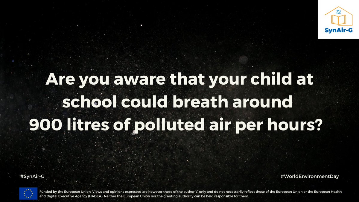 🔍8-years old children breathe 30% more air per minute compared to adults and they spend around 1,000 hours per year at school. Indoor #air #pollutants have both #indoor and #outdoor origins. #WorldEnvironmentDay #indoor #outdoor #airquality