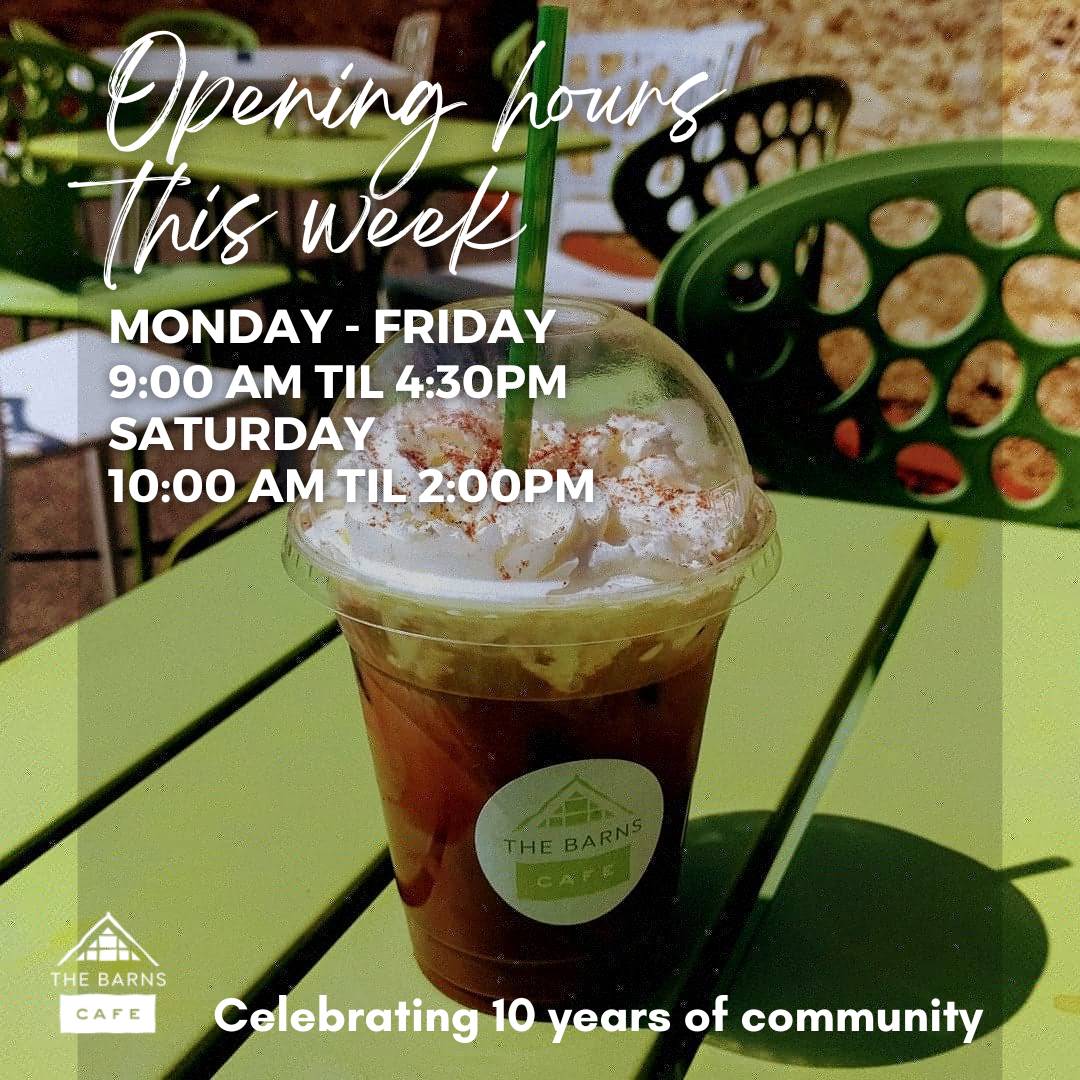 We are open as usual this week.
Why not pop by and grab your favourite iced drink - what would your order be?

Cold brew*
Chai latte
Latte
Chocolate
Salted caramel choc*
Mocha
Mint mocha*
*Barns specials
Served with or without cream and we also have our usual syrups to add!