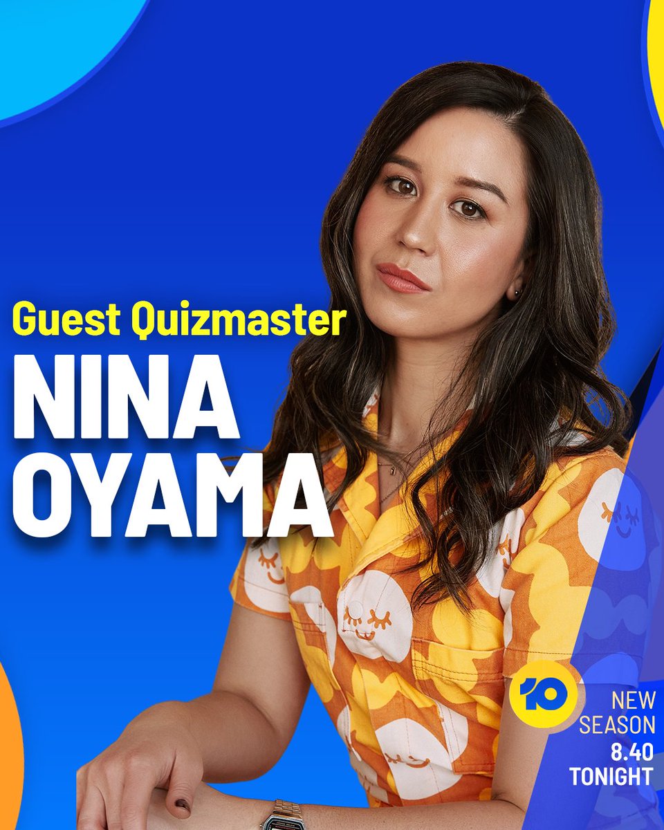 Soon to be seen in the upcoming new season of #UtopiaABC and #Deadloch, the multi-talented @ninaoyama is our Guest Quizmaster!
#HYBPA TONIGHT 8:40 on 10 and 10 play on demand 📺