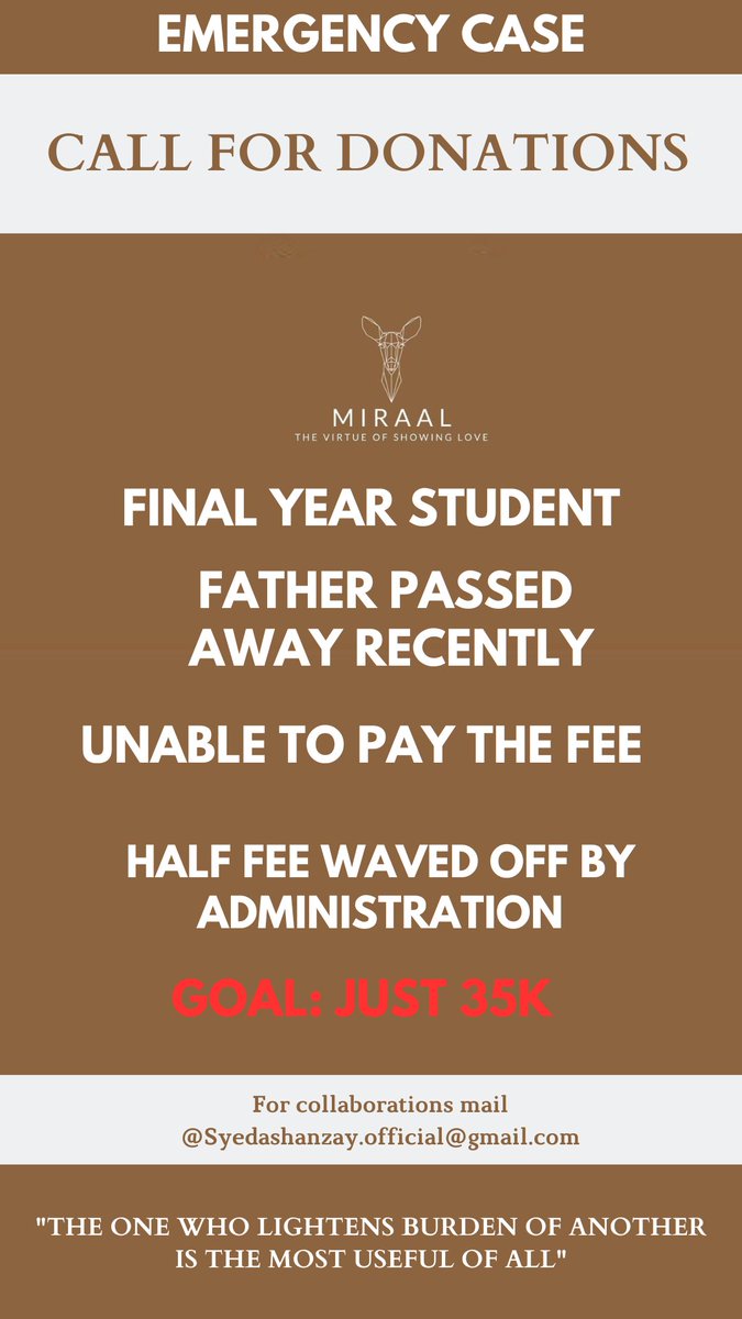 projectmiraal's tweet photo. Hey you guys, this is one of your batchmates, I won't be mentioning the department details but please donate for this else the student would have to drop out just before the final semester. 
Please spread this in all your circles and try to donate a little amount 🙏🏻 https://t.co/GcAs3oaLec