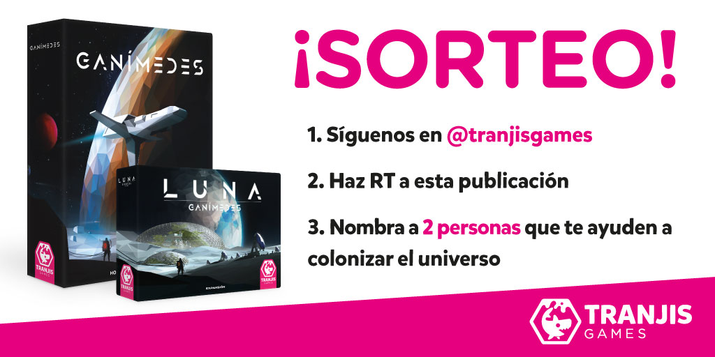 Tranjisgames's tweet photo. Este jueves despega desde las tiendas la misión Ganímedes y su expansión Luna. ¿Quieres una copia antes que nadie?

· Síguenos
· Haz RT
· Menciona 2 personas que te ayuden a colonizar el universo (reales, no vale mencionar a Kang)

BBLL: https://t.co/9voY2AuZqn https://t.co/Ohqyf52wXG