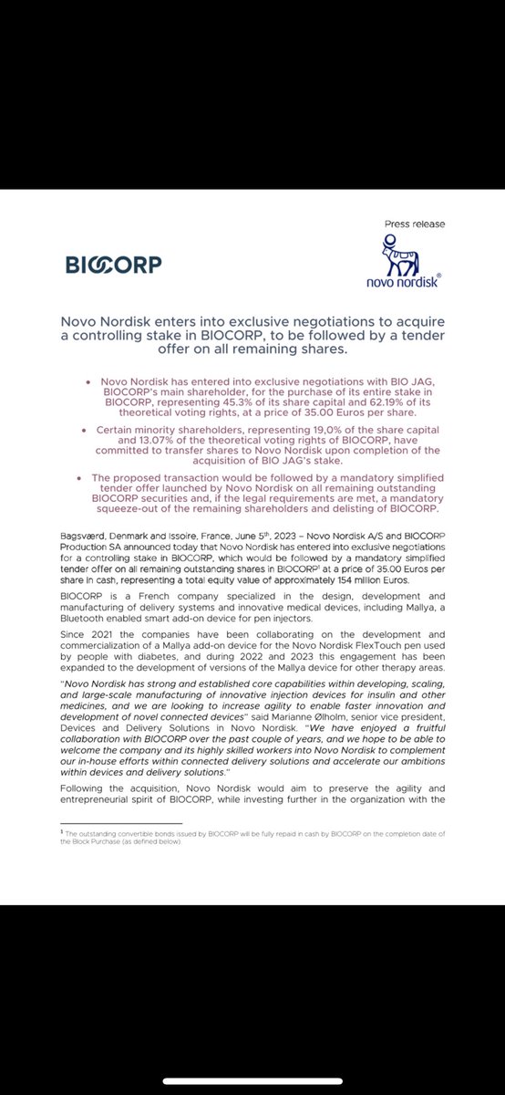 Har följt biocorp sen 2020. 35 Euro per aktie är ett riktigt Kap för Novo, hatten av!
