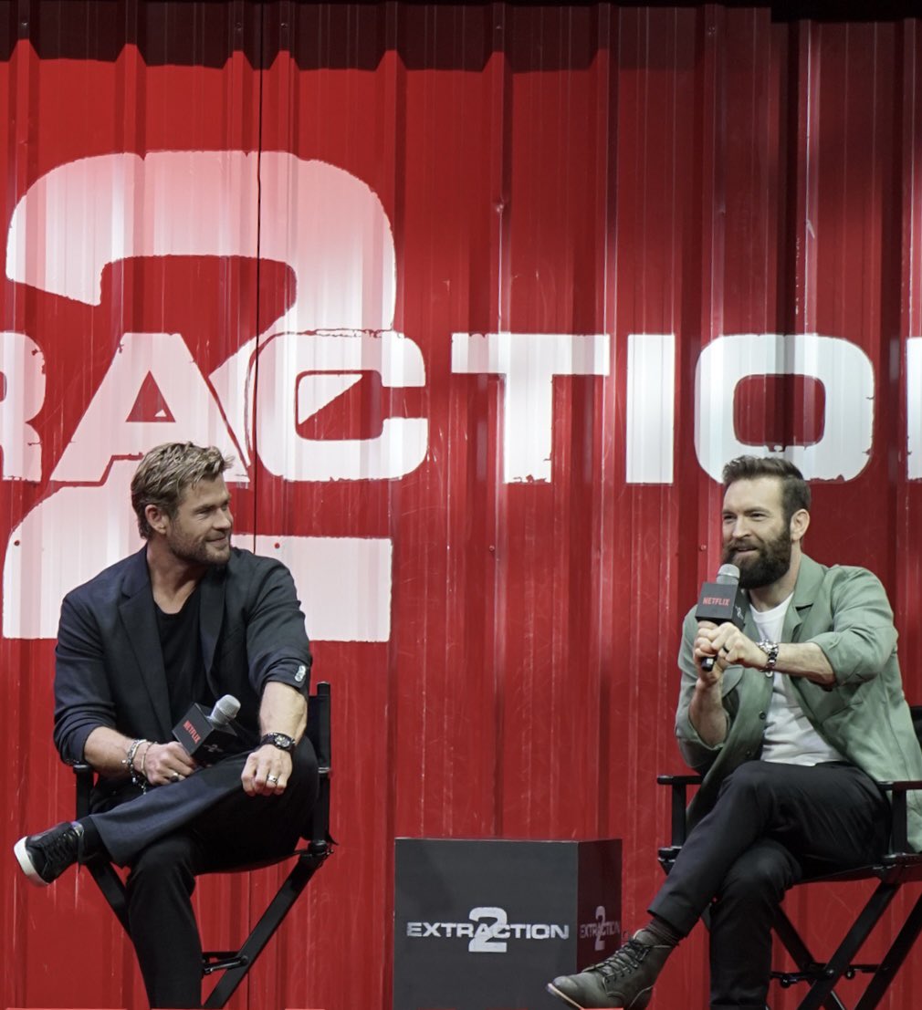 Netflix_PH's tweet photo. “The craziest camera shots you pulled off in Extraction 2?”

Sam: Probably one of the craziest things we did on Extraction 2 was to land a helicopter on a moving train. 🚁 https://t.co/ZQ3MV7HUgx
