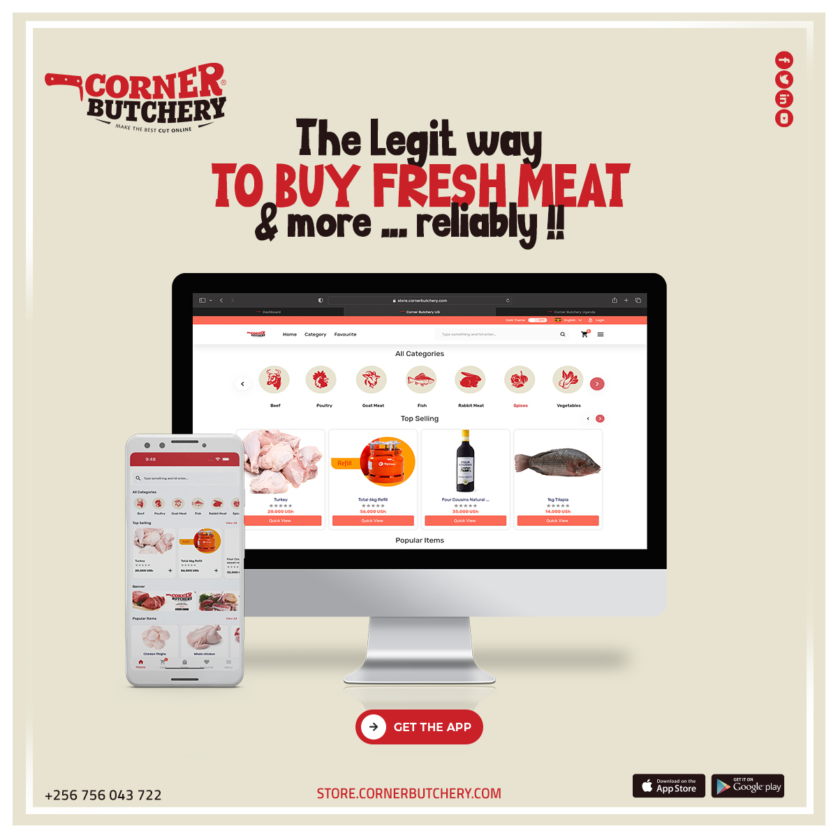 ayebare47's tweet photo. As we attack the week, dont forget to sign up with @CornerButchery1 at https://t.co/MRDTxBuWnM and or via the App and start your week with guaranteed access to fresh meat and no extra cost #cornerbutchery #freshmeat https://t.co/9LZwwUvXnM