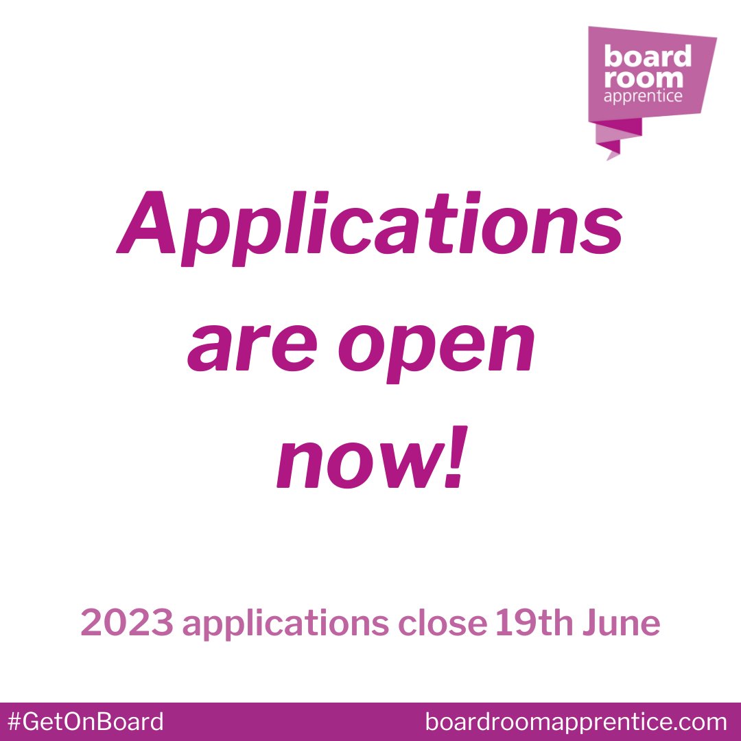 💥 APPLICATIONS ARE NOW OPEN💥

Get your applications in now! 

The Boardroom Apprentice programme for 2023 is officially open.

Make sure you read the eligibility criteria before submitting your application.

You can apply until Monday 19th June.

boardroomapprentice.com/how-to-apply