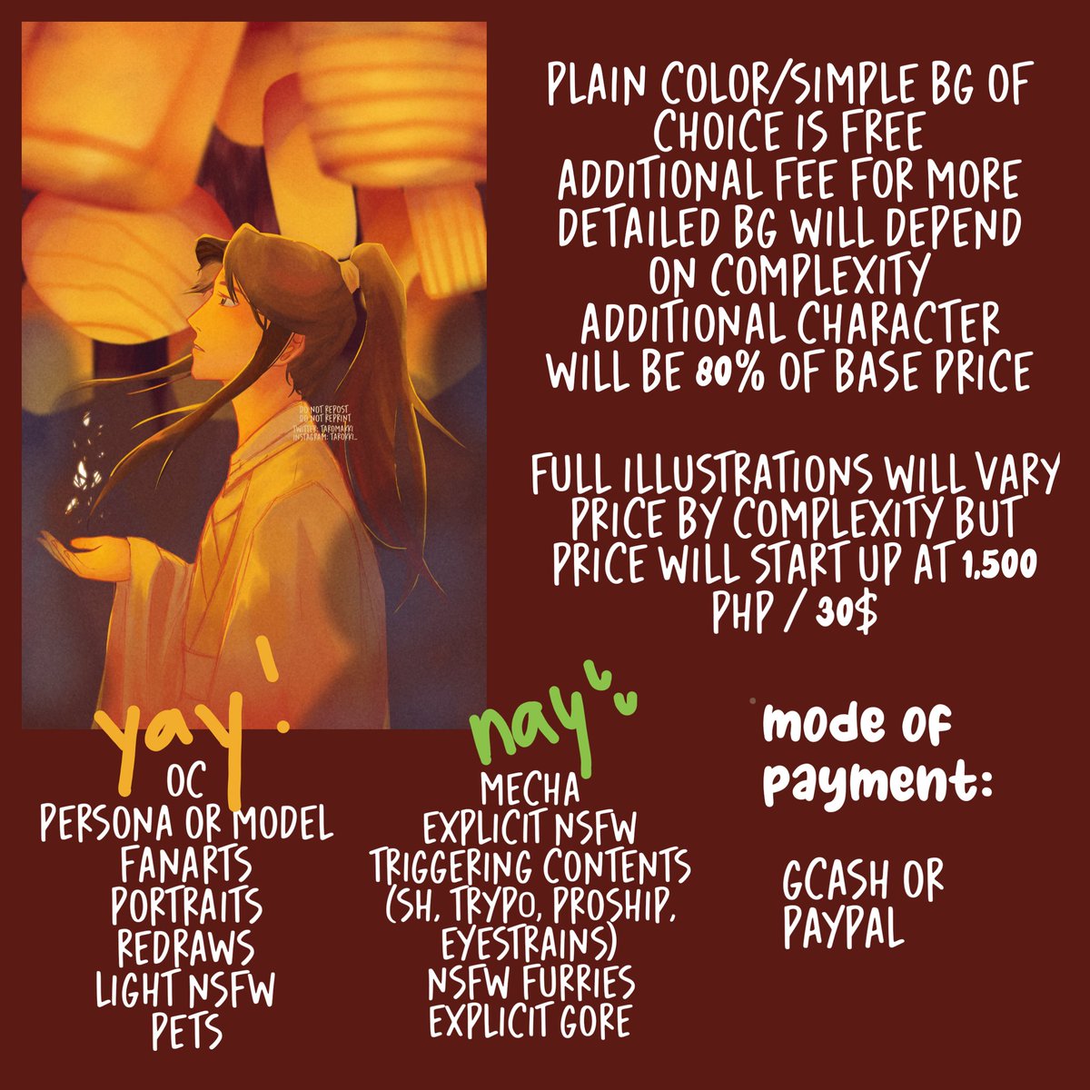 taromakki's tweet photo. [ UPDATED (EMERGENCY) COMMISSION ]

Changed prices since I realized how much time I spent on one art and I need to save money for funds and medical bills ! Feel free to dm me if you have further inquiries! https://t.co/eA9kKKj6h9