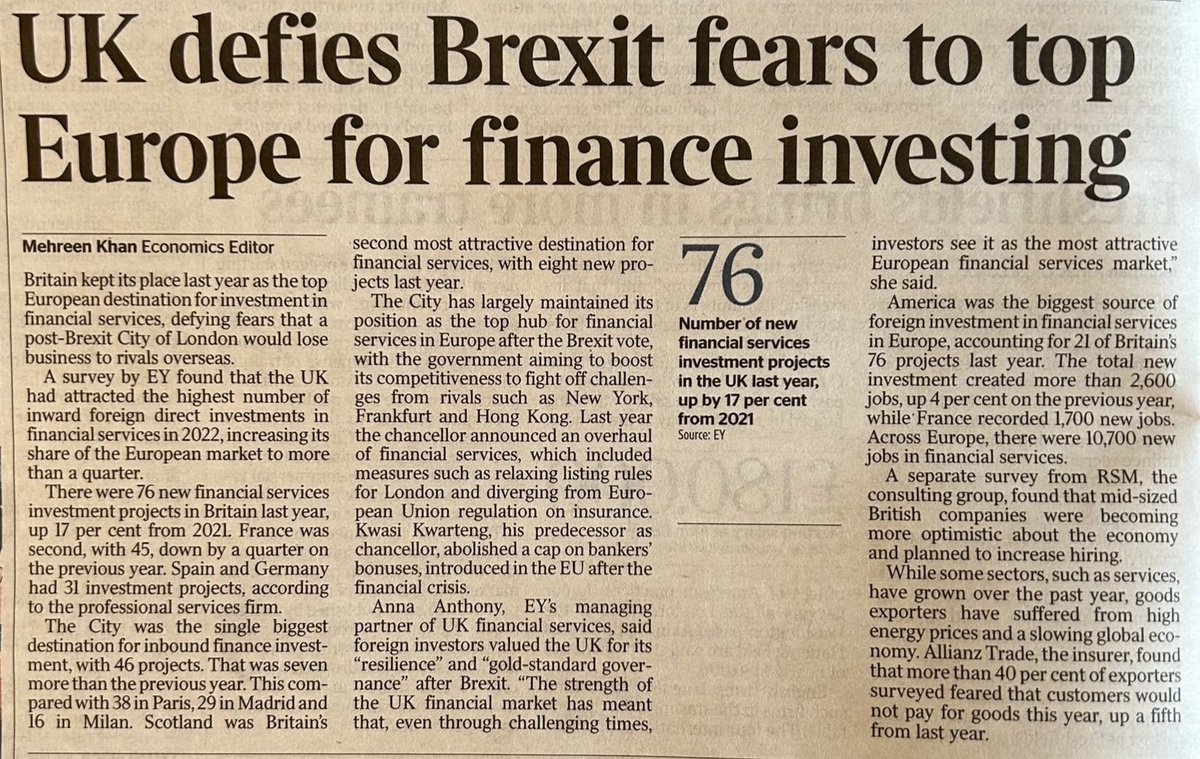 Maybe it's BECAUSE of Brexit. The 'fears' were only in the minds of the @FT and other pro-EU campaigners.