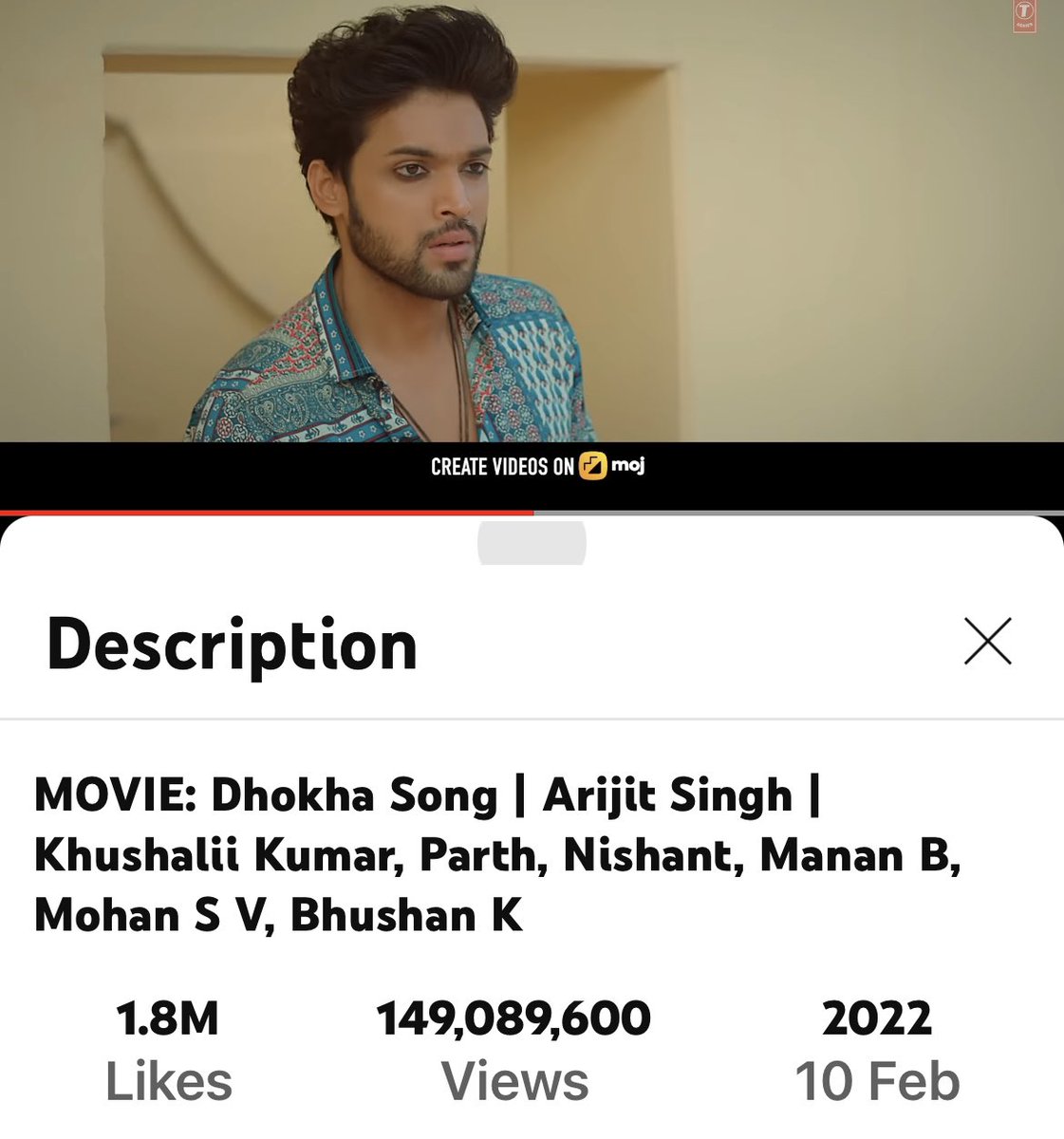 #ParthSamthaan𓃵
#ParthSamthaan 
#ArijitSingh 
#Dhokha 
149 M Views❤️❤️❤️