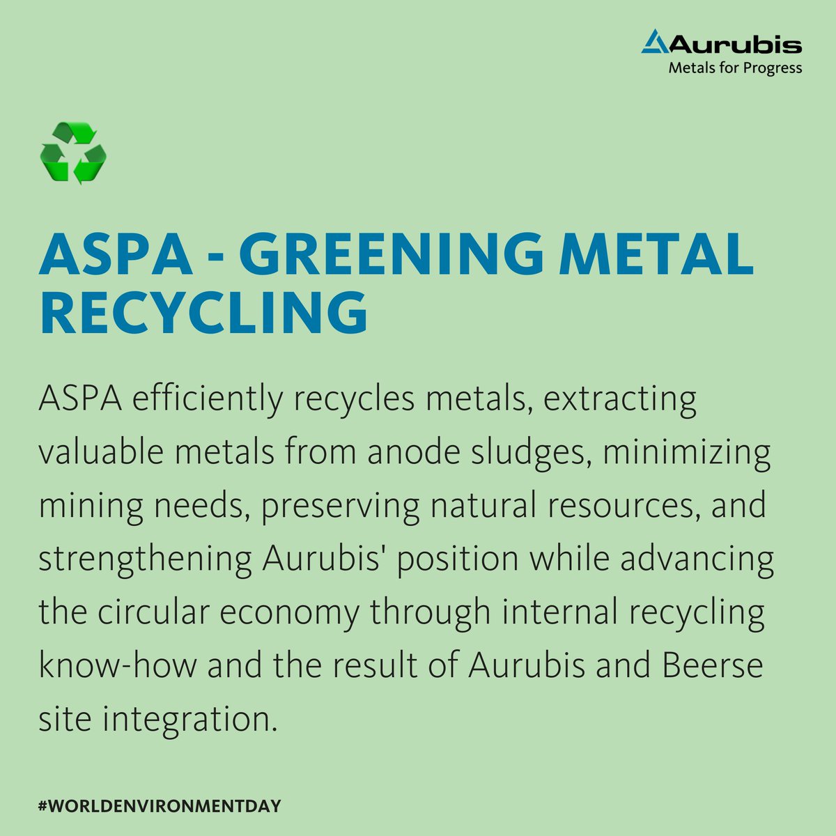 Happy World Environment Day! 🌍

At Aurubis, we take pride in our commitment to environmental protection. Explore below how we contribute to a better environment.

Visit aurubis.com to discover the complete Aurubis story.

#Aurubis #WorldEnvironmentDay