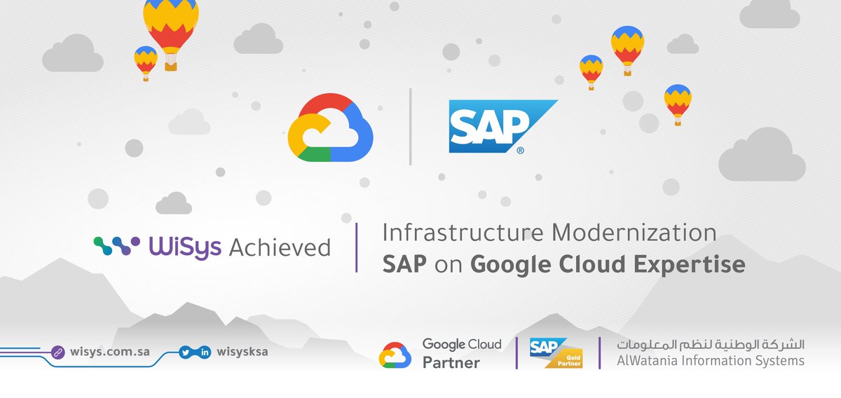 wisysksa's tweet photo. To provide first-class services to our SAP clients, we are pleased to announce that #WiSys has achieved Infrastructure Modernization - SAP on Google Cloud Expertise in Saudi Arabia.
For more details:
https://t.co/SfNUTDf2OL
https://t.co/ZuBptFPFI6 https://t.co/AJYLJTNfyo