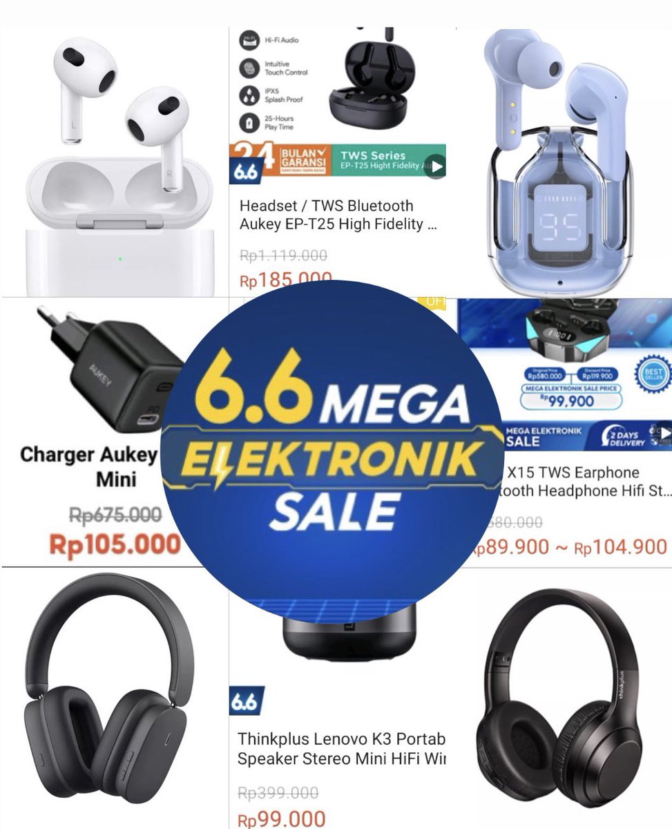 Rekomendasi TWS EARPHONE , EARBUDS &amp; Bluetooth speaker. Authentic Brand terbaik di event Shopee 6.6 special mega electronik sale yang lagi diskon gila2an 🔥🔥

A Thread