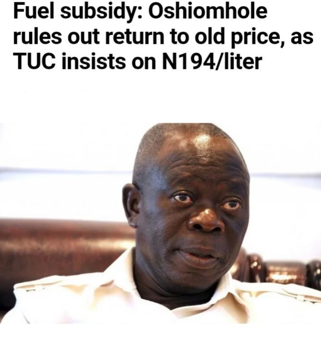 Former governor of Edo State and currently a Senator-elect, Adams Oshiomhole has ruled out the possibility of the Federal Government reversing the current Petroleum pump price from the N488 and N557 per litre to N194. #transformation #subsidy #FuelSubsidy