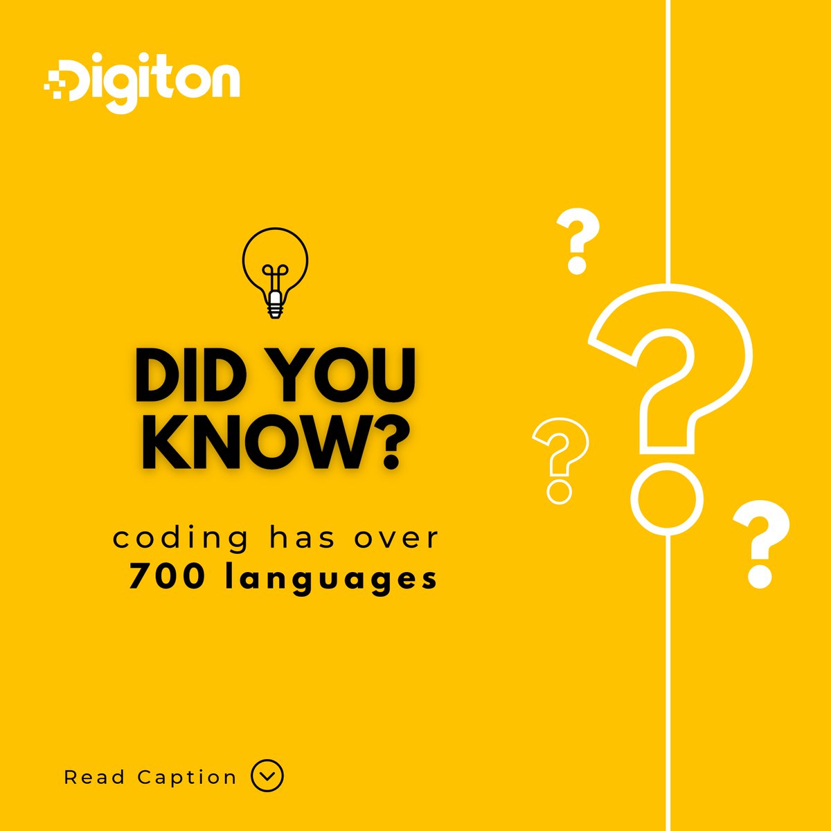digiton_tech's tweet image. coding has us beat with over 700 coding languages in use today! Follow us for more interesting facts @digitontech
#digiton #digitiontechnologies #koyambedu #softwaretraining #freshers #jobs #programmer #chennai #training #facts #factsdaily #interesting #interestingfacts #fresher