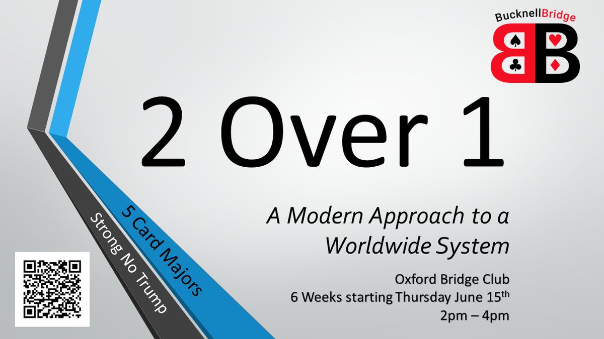 In just over a week BucknellBridge will be running a 6 week 2/1 Crash Course suitable for all levels! Scan the QR code to book or just click the link to book!
tinyurl.com/4n3jm7jz