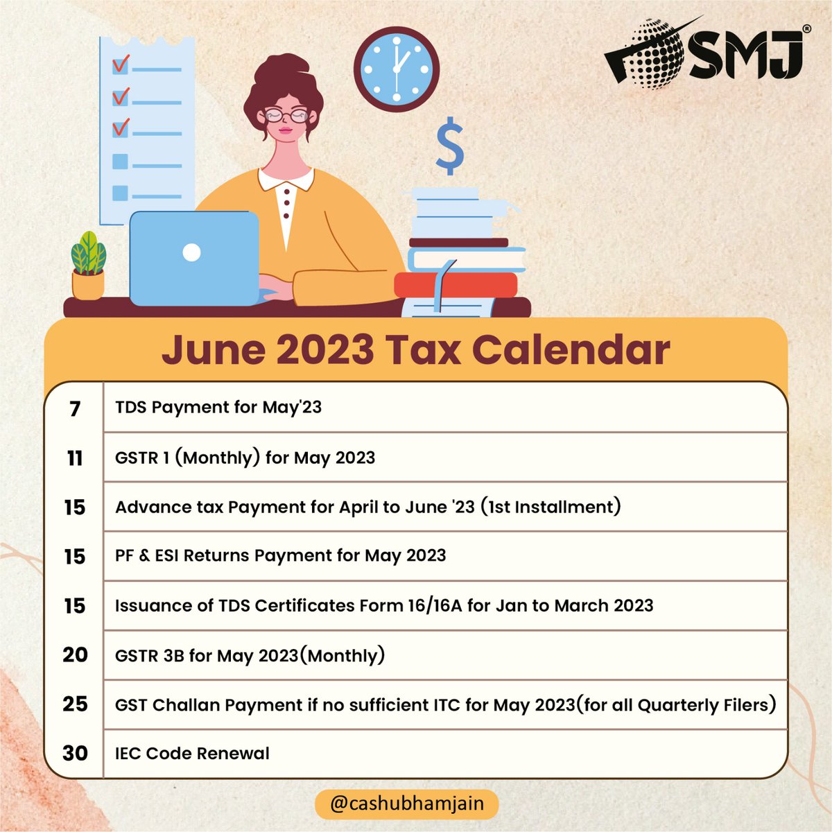 #june2023 Tax Calender

#tax #calendar #TaxCalendar #TaxDeadlines #taxfiling #taxseason #TaxReminders #taxpreparation #taxplanning #TaxExtensions #taxobligations #taxtips @IncomeTaxIndia @Infosys_GSTN