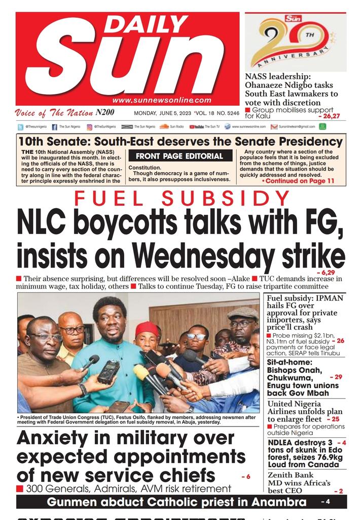 Standard Nigeria🌍🌎🗞️🗞️ on Twitter "MONDAY JUNE 05TH, 2023 NIGERIA