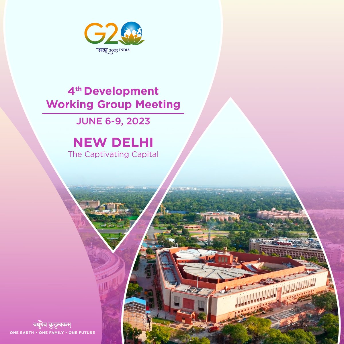 Welcome to the Captivating Capital of 🇮🇳!

#NewDelhi is all set to host the 4️⃣th #G20DWG Meeting, where delegates will further discussions on key priorities of the Working Group and prepare for the upcoming Ministerial Meeting. 

🗓️ June 6 - 9

#G20India